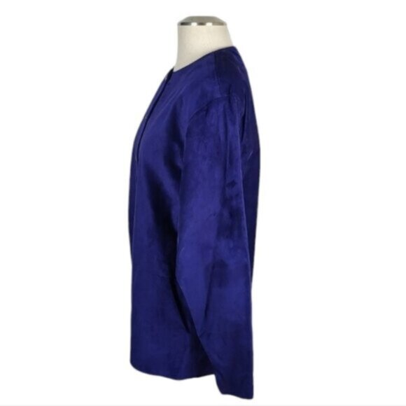 Purple Suede Lined Size 10/12 Shoulder Pads Button Blazer Jacket 90s Size 10/12 - Picture 8 of 13
